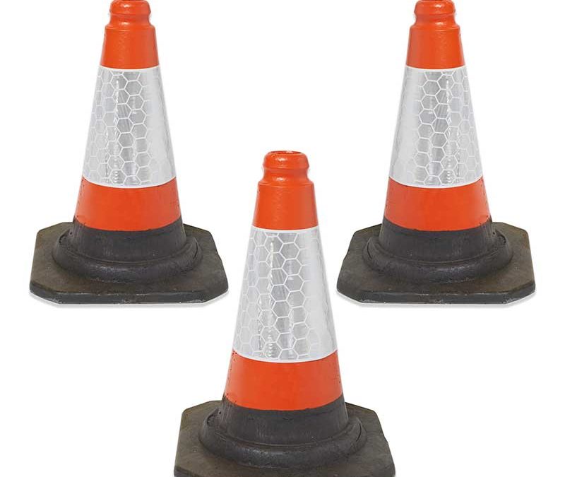 3 Red/Orange UK Road Traffic Cones | Speed Ramps UK